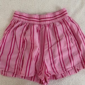 Free People Pink Striped Elastic Waist Shorts